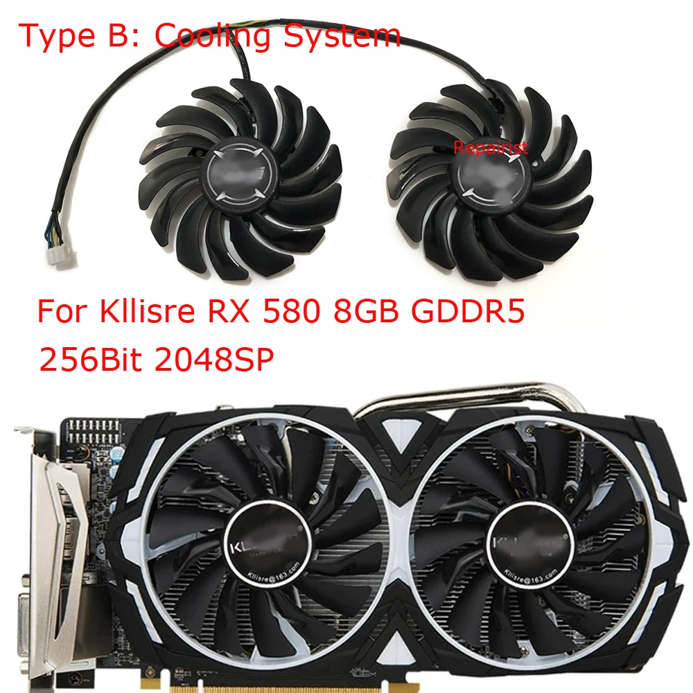 Rx 580 8Gb 2048Sp Gpu - مروحة2 *, T129215SU,VGA GPU Cooler, مروحة